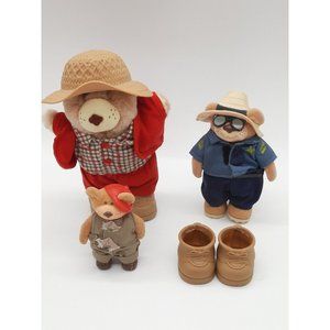 Vintage Furskins Plush & Figurine Bears Toy Lot of 3. With Extra Shoes.